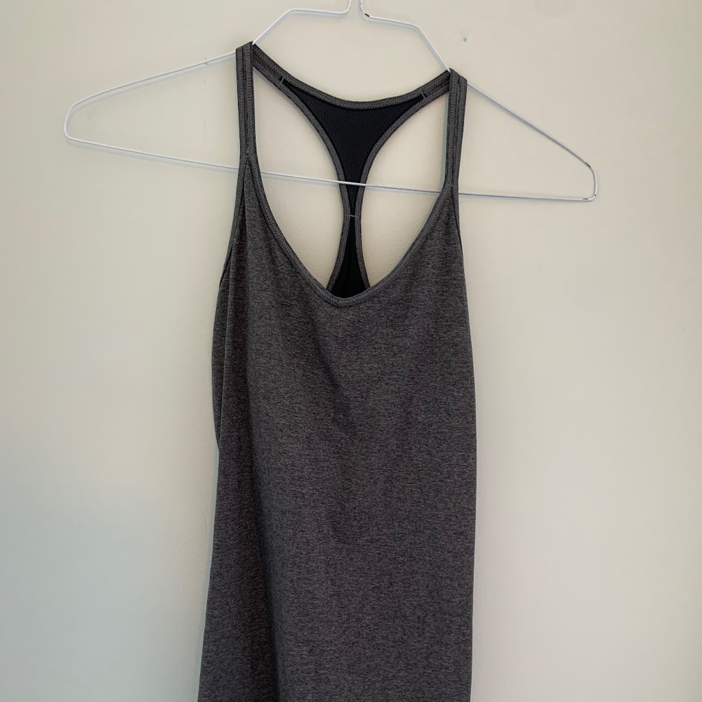 Gray Under Armour workout top with mesh detail